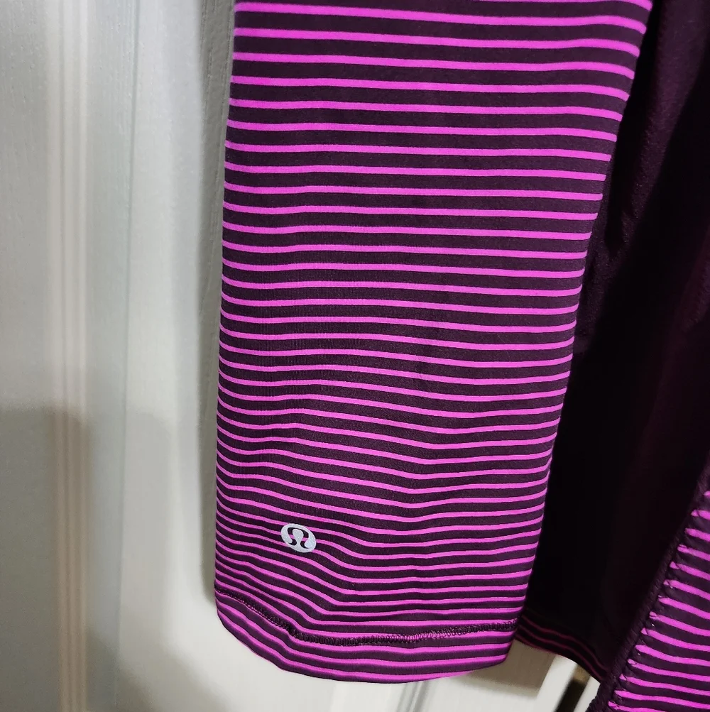 Lululemon Stuff Your Bra Tank  Size 6 Plum Pink Hyper Stripe Raspberry Glo●